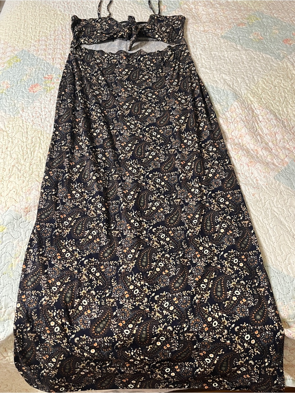 *Free with $40 Purchase* Paisley Floral Maxi Dress with Front Tie Top